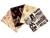 Craft Cotton Co. 100% Cotton Harry Potter Marauders 4Pcs Fat Quarter Bundle 45x55cm Wide Digtal Fabric for Crafting, Sewing, Kid's Craft